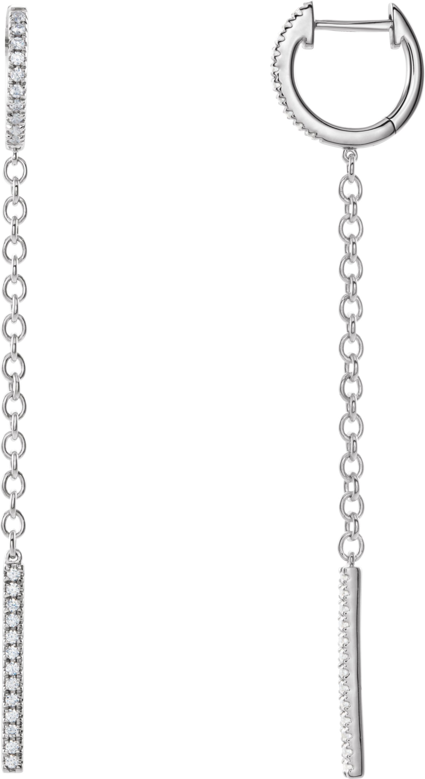 14K White .25 CTW Diamond Hinged Hoop Chain Earrings Ref. 14527448