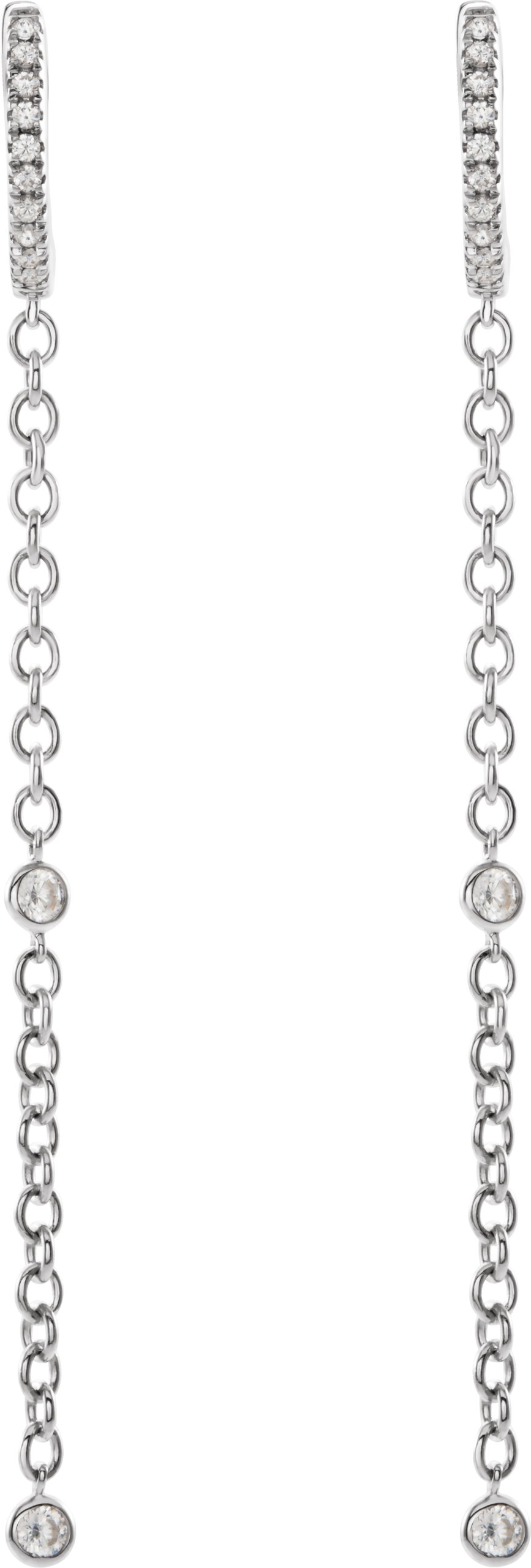 14K White 1/4 CTW Natural Diamond Hinged Hoop Earrings