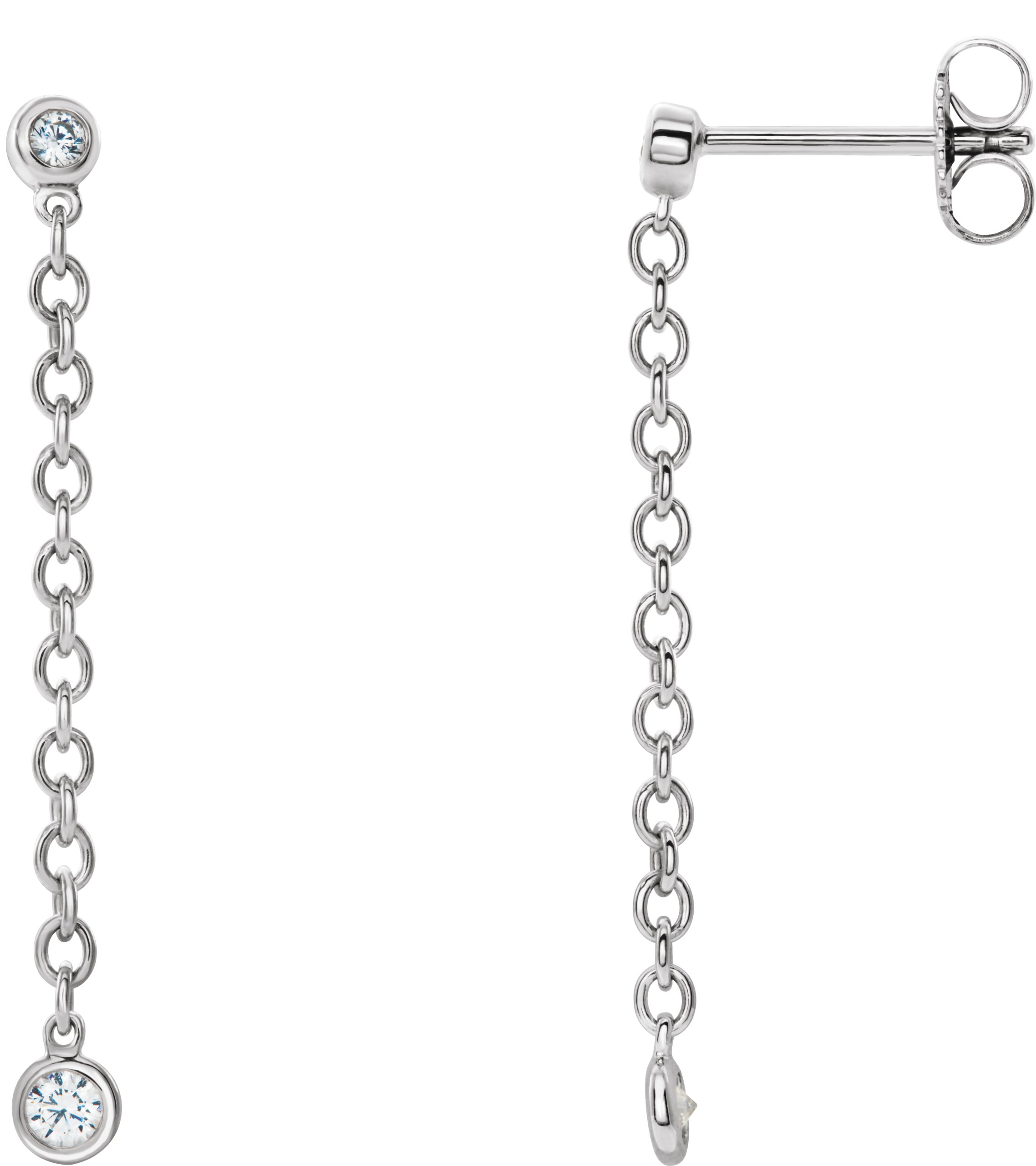 14K White .20 CTW Diamond Bezel Set Chain Earrings Ref. 14527454