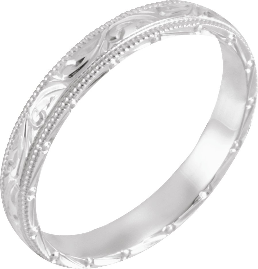 Platinum Ladies Hand Engraved Wedding Band 3.75mm Ref 984790