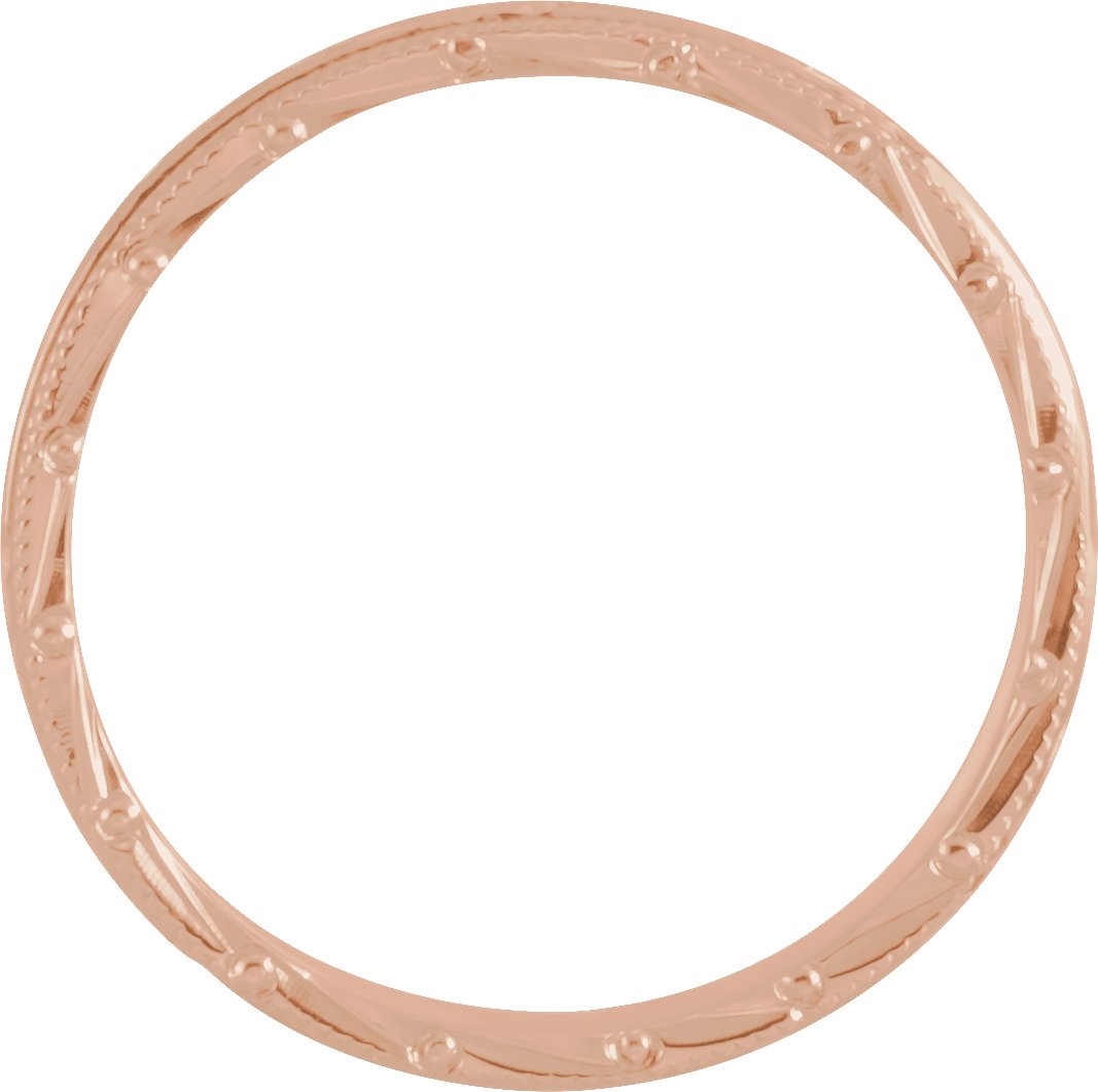 14K Rose 3 mm Milgrain Stepped-Edge Sculptural Half Round Band Size 6