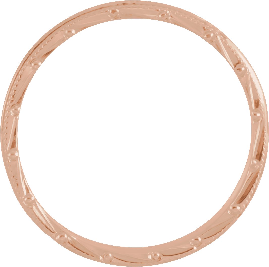 14K Rose 3 mm Design-Engraved Milgrain Band Size 6