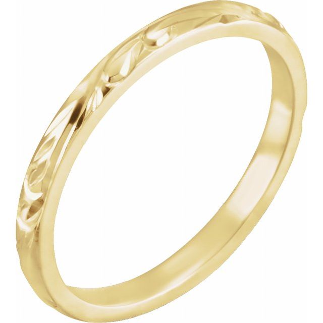 14K Yellow 2 mm Hand Engraved Band Size 7
