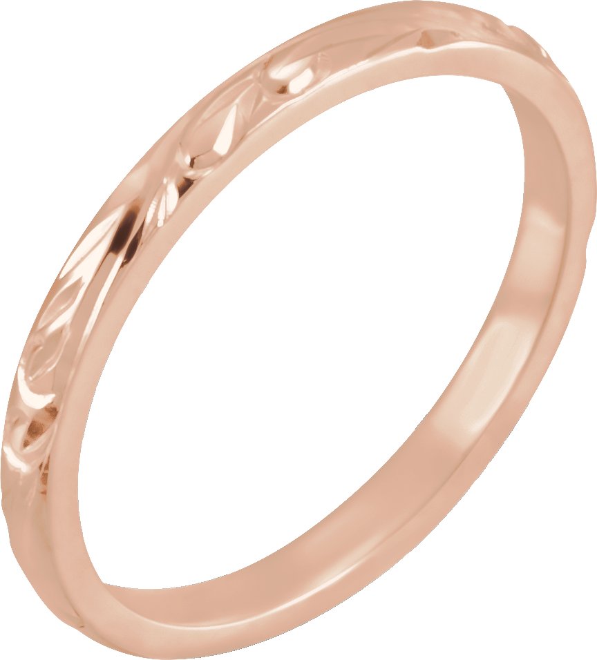 14K Rose 2 mm Design-Engraved Band Size 5