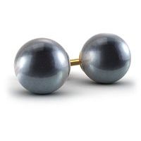 Black Panache Fresh Water Cultured Pearl Stud Earrings