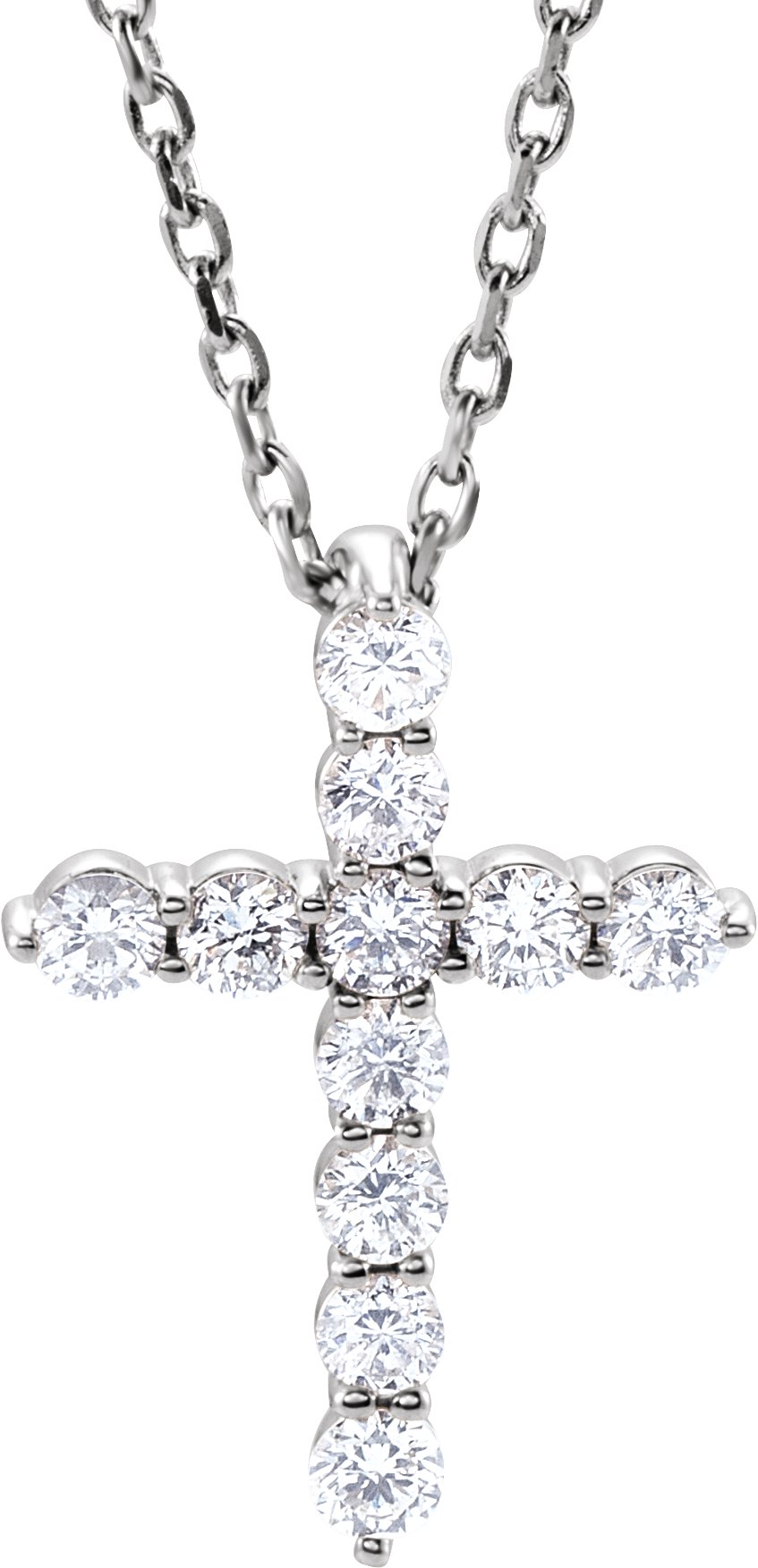 18 14K White Gold Diamond Cross Pendant Necklace