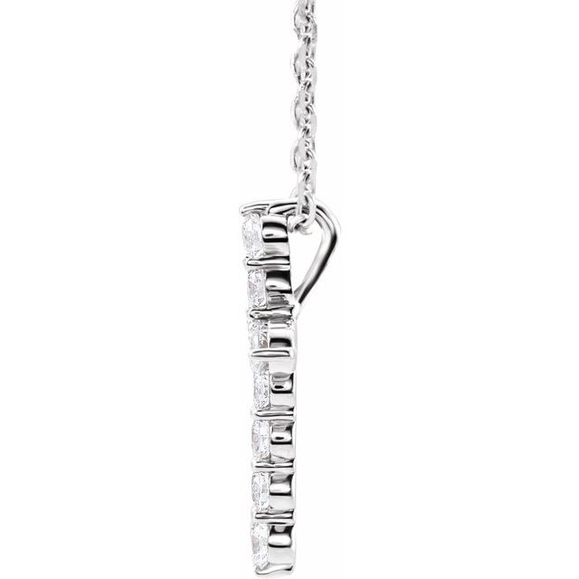 14K White 1/4 CTW Natural Diamond Cross 16-18 Necklace