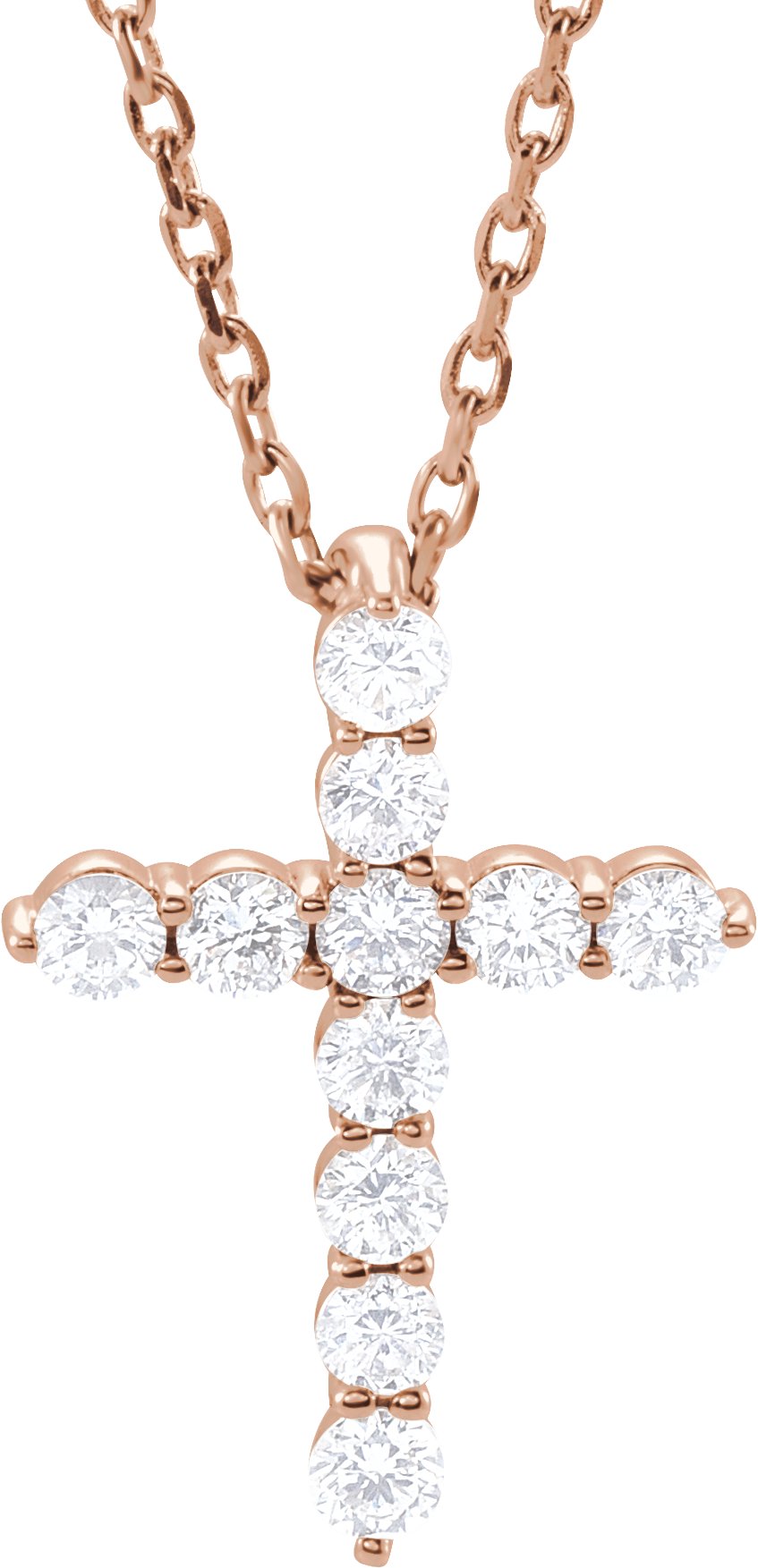 14K Rose .25 CTW Lab Grown Diamond Cross 16 18 inch Necklace Ref 21558832