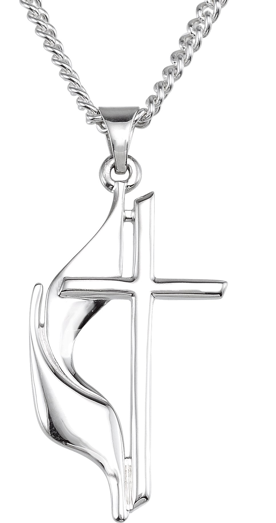 Sterling Silver Methodist Cross 18" Necklace