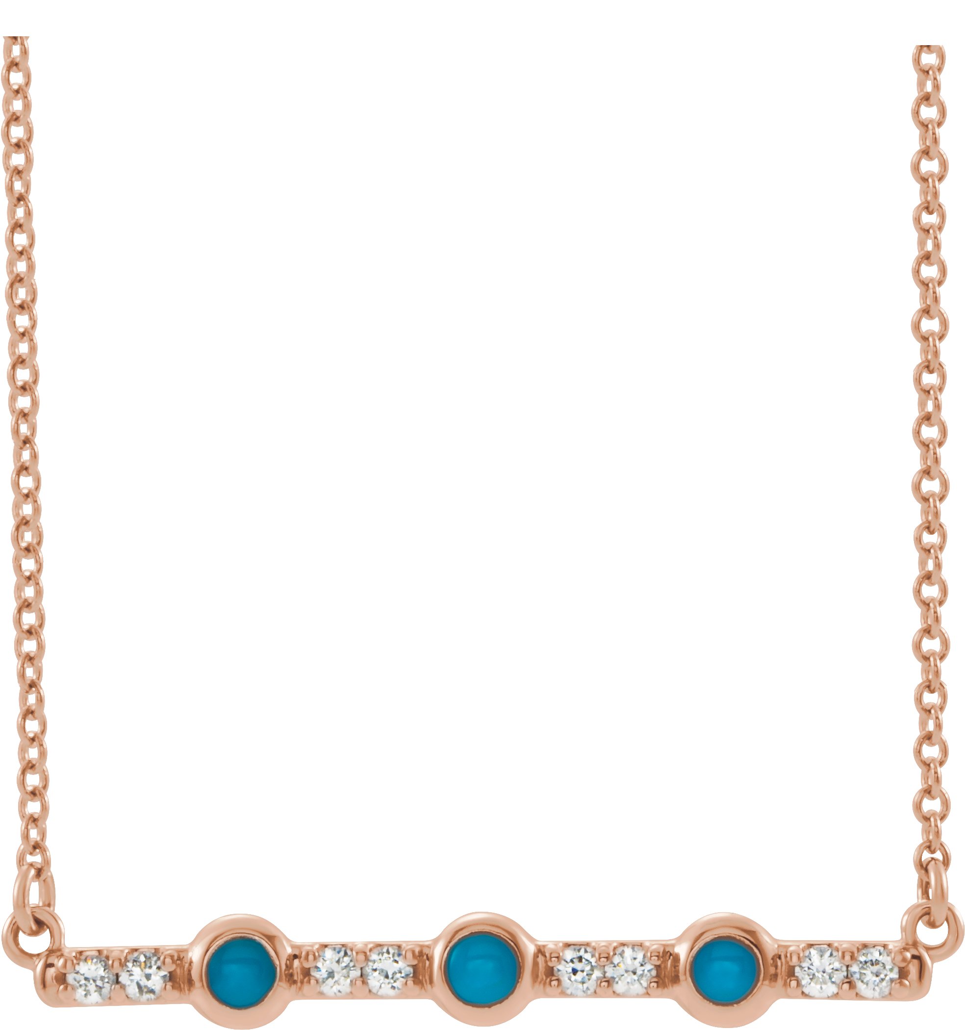 14K Rose Turquoise & 1/8 CTW Diamond Bar 18" Necklace