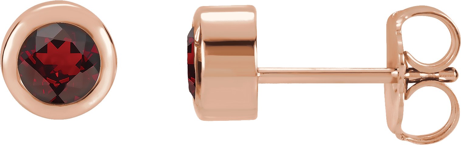14K Rose 4 mm Round Genuine Mozambique Garnet Birthstone Earrings Ref 14267534