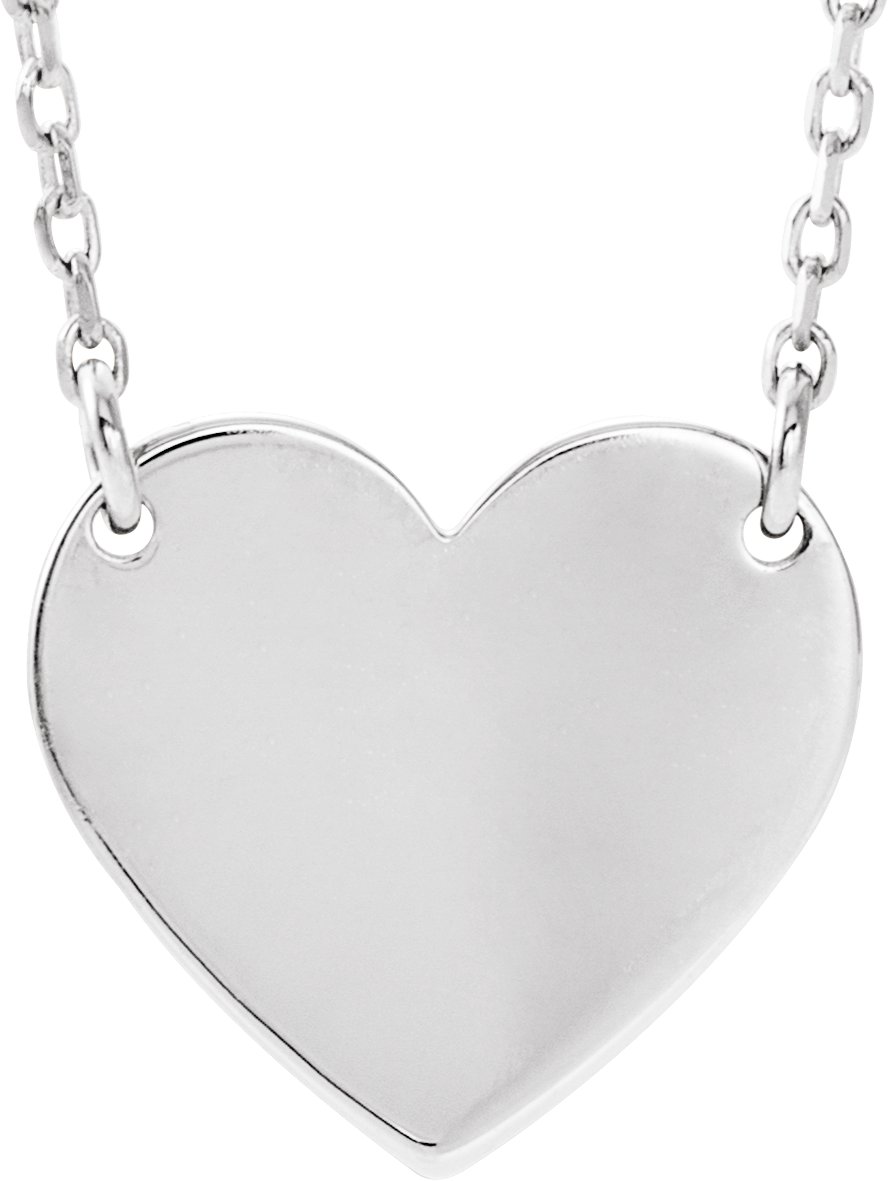 14K White Engravable Heart 16-18" Necklace