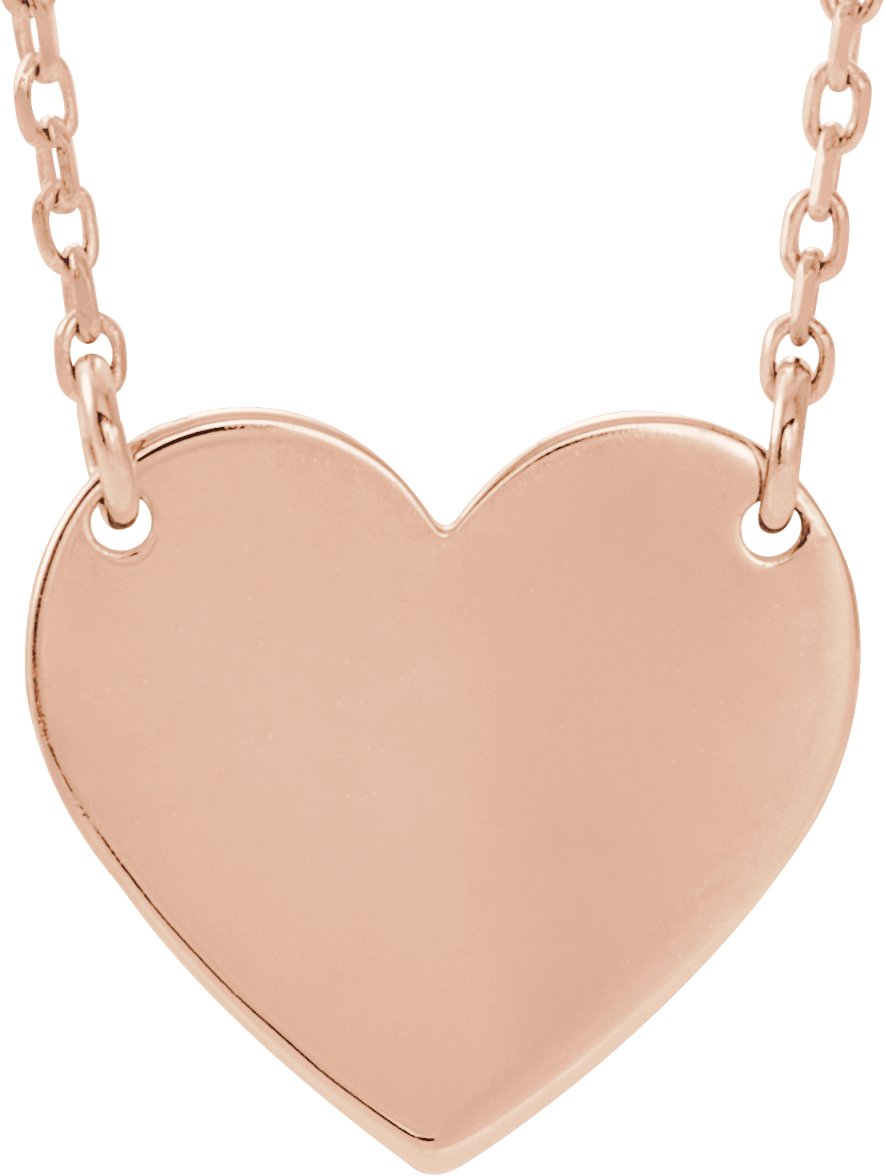 18K Rose Gold-Plated Sterling Silver Engravable Heart 16-18" Necklace
