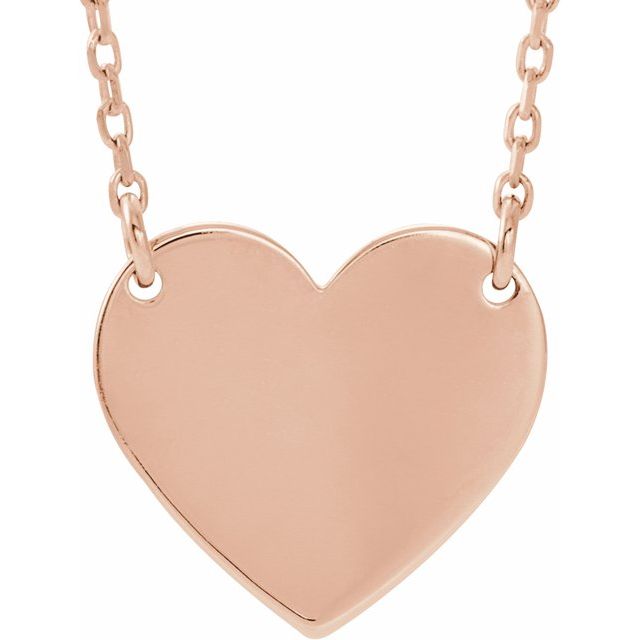 14K Rose Engravable Heart 16-18 Necklace