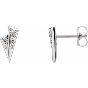 14K White 1/6 CTW Natural Diamond Geometric Earrings 