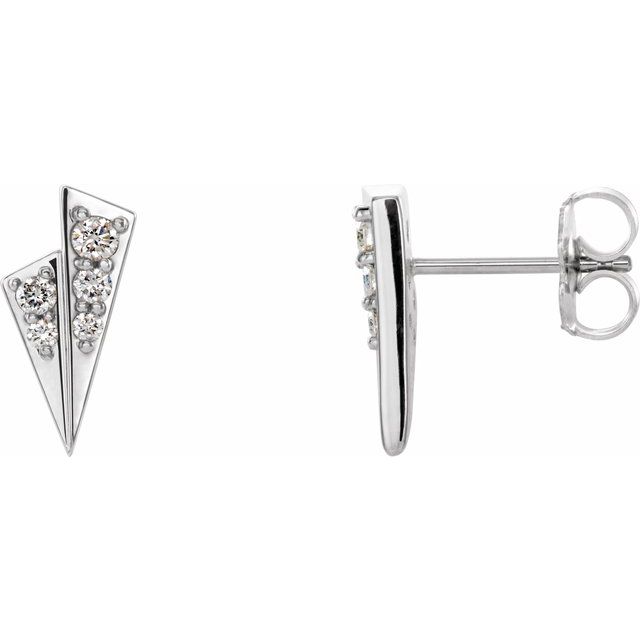 14K White 1/6 CTW Diamond Geometric Earrings 