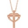 14K Rose Youth Cross with Heart 15 inch Necklace Ref. 14511198