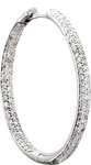 18K White 1 3/4 CTW Natural Diamond Inside-Outside Hinged 32 mm Hoop Earrings