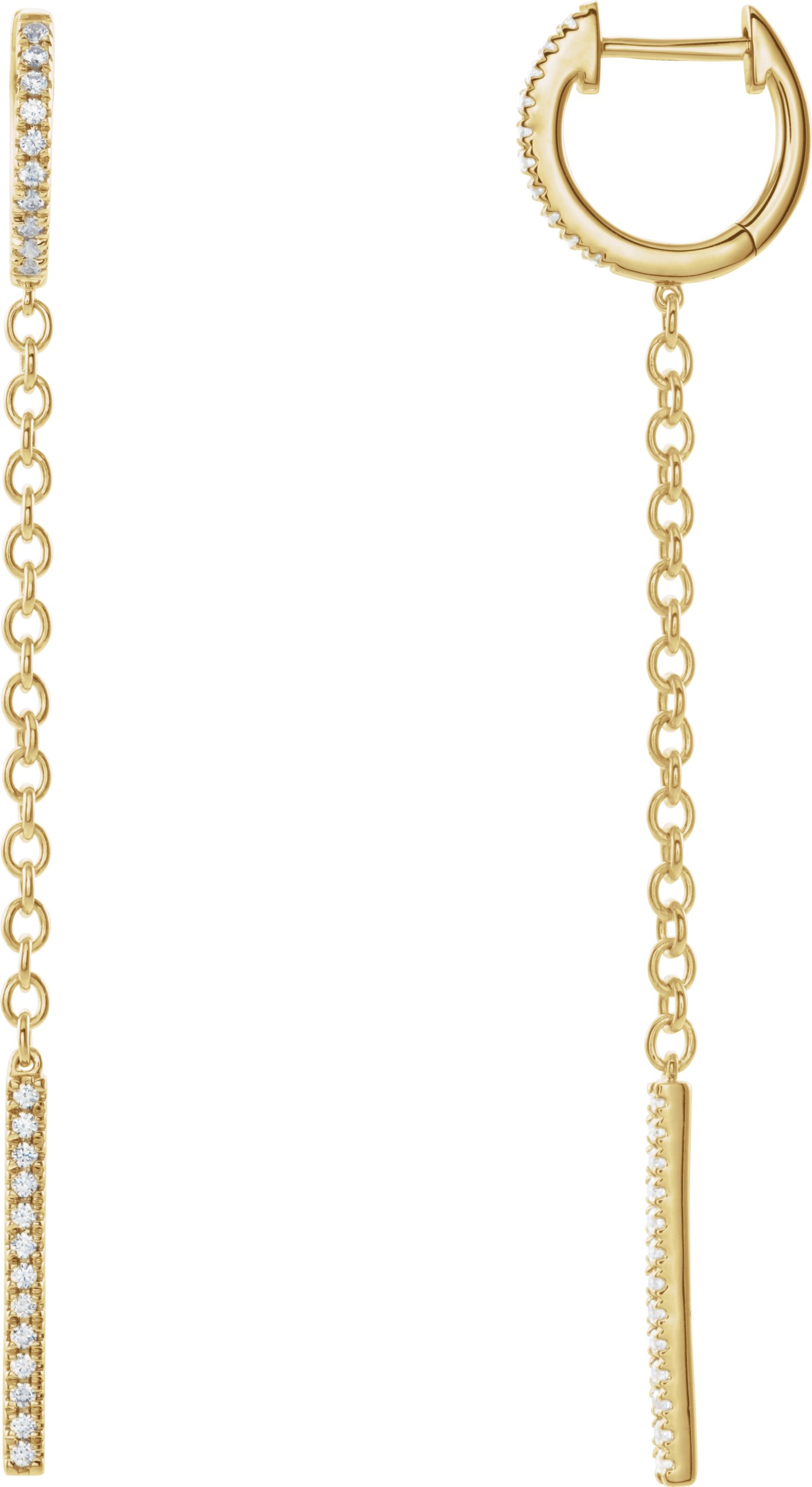 14K Yellow .25 CTW Diamond Hinged Hoop Chain Earrings Ref. 14527449