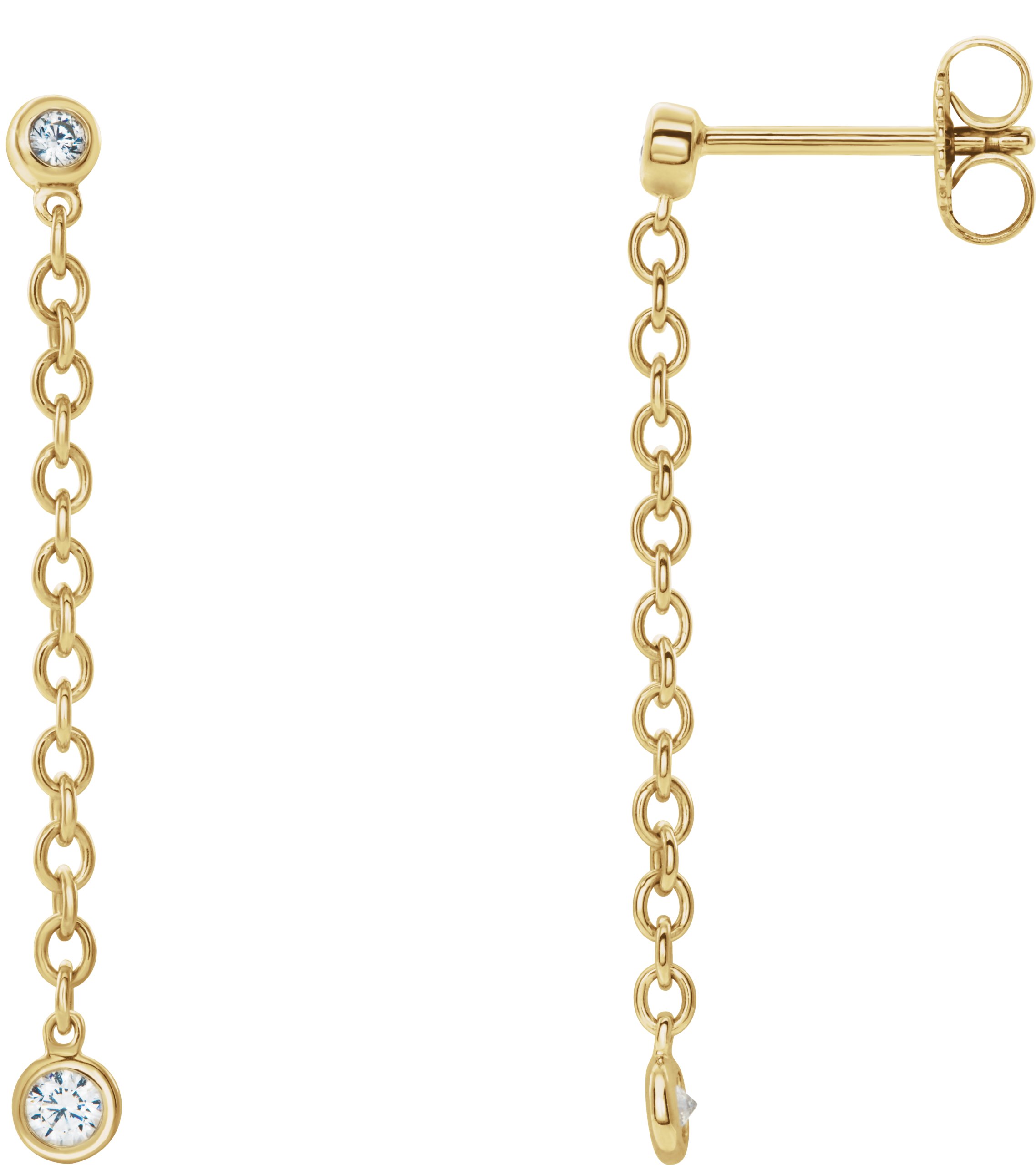 14K Yellow .20 CTW Diamond Bezel Set Chain Earrings Ref. 14527455