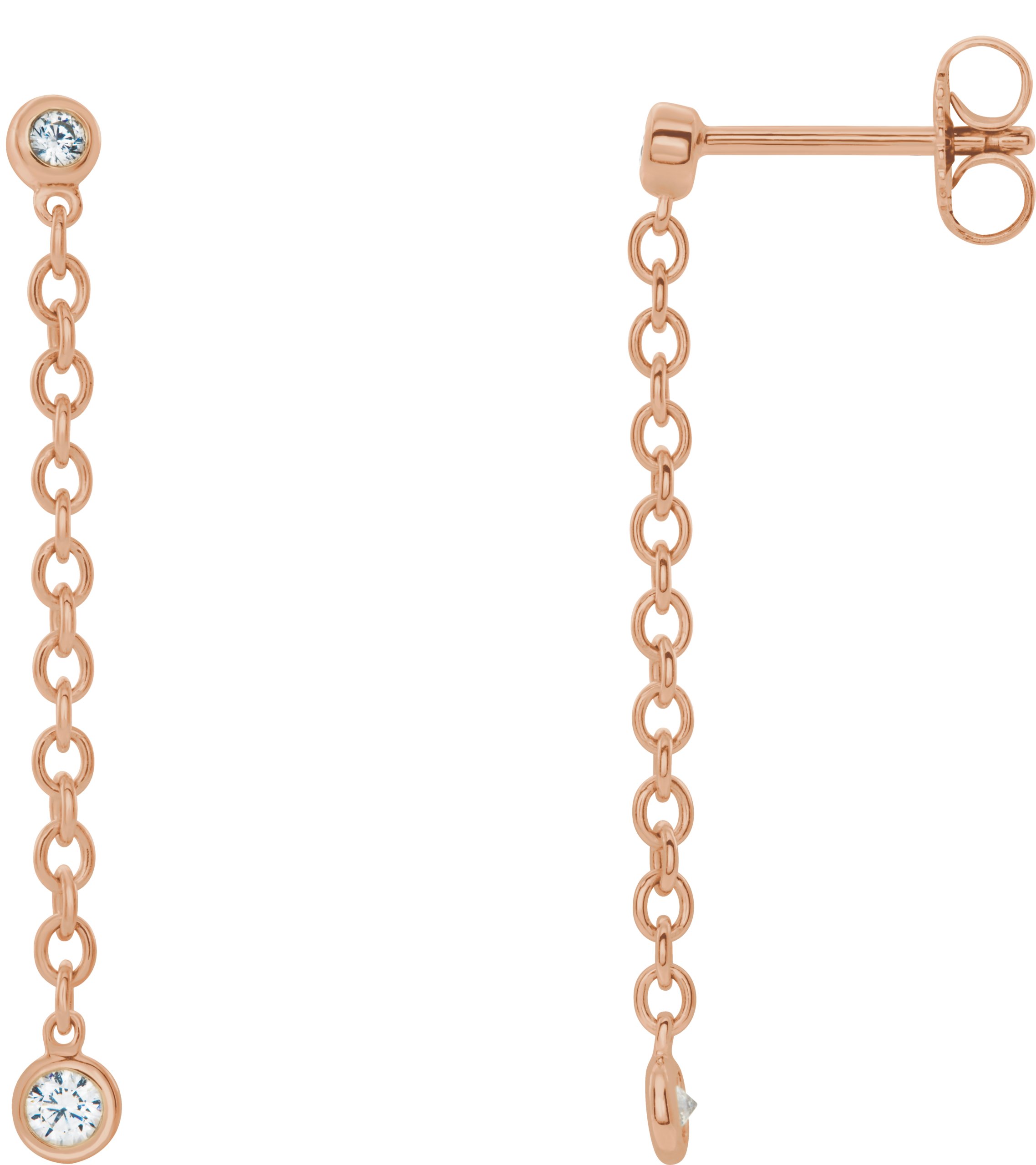 14K Rose .20 CTW Diamond Bezel Set Chain Earrings Ref. 14527456
