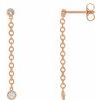 14K Rose .20 CTW Diamond Bezel Set Chain Earrings Ref. 14527456
