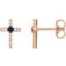 14K Rose Natural Blue Sapphire & .05 CTW Natural Diamond Cross Earrings