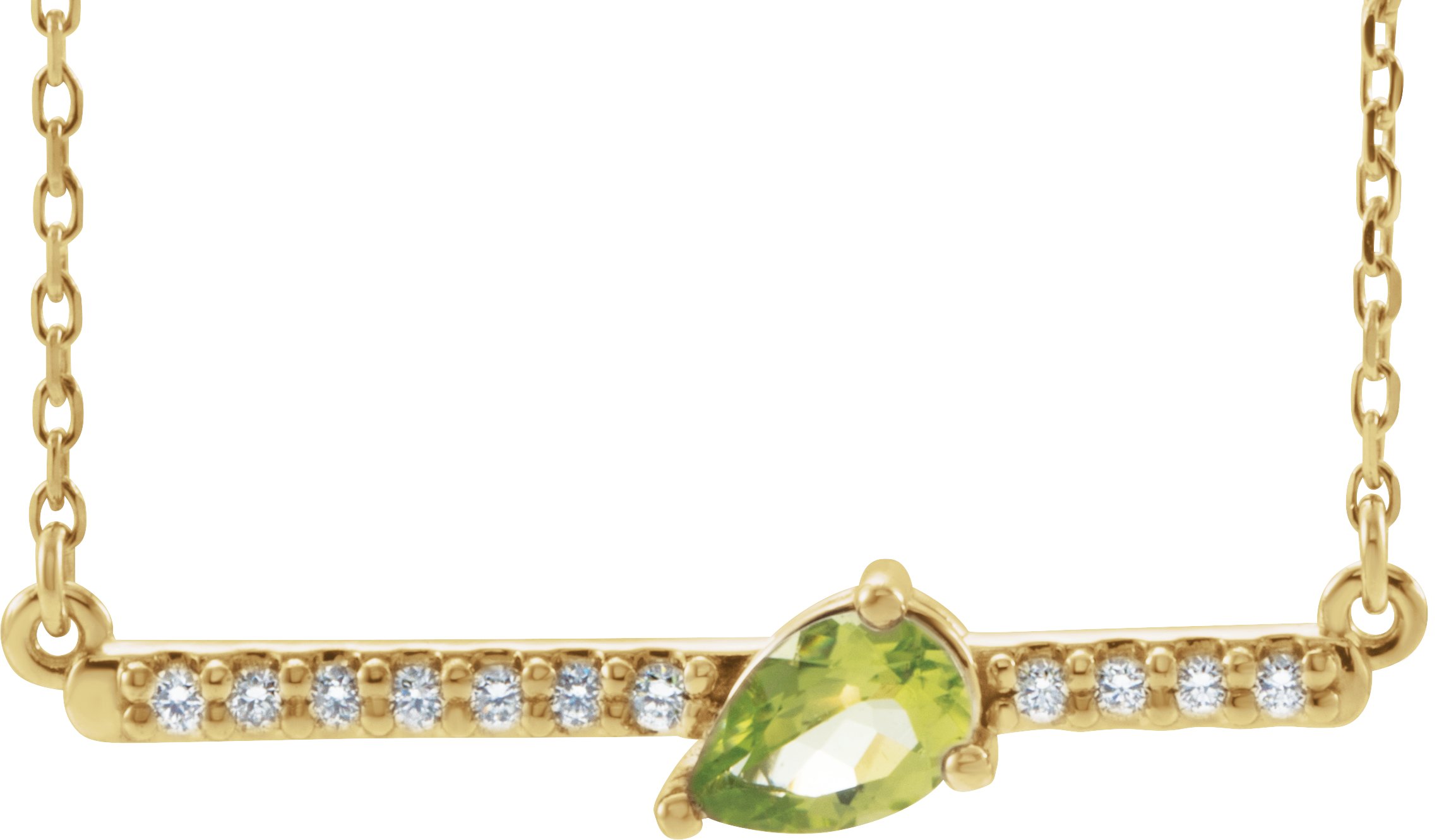 14K Yellow Peridot & 1/10 CTW Diamond 16 Necklace            