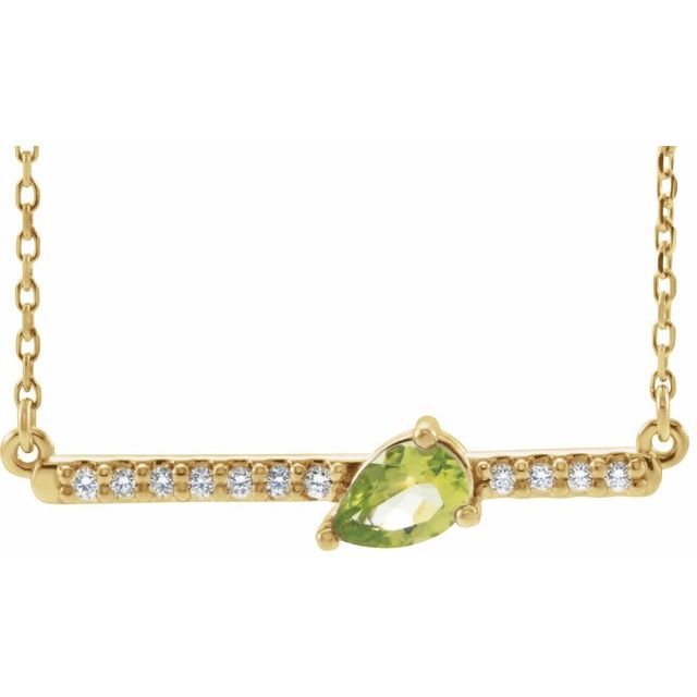 14K Yellow Peridot & 1/10 CTW Diamond 16" Necklace            