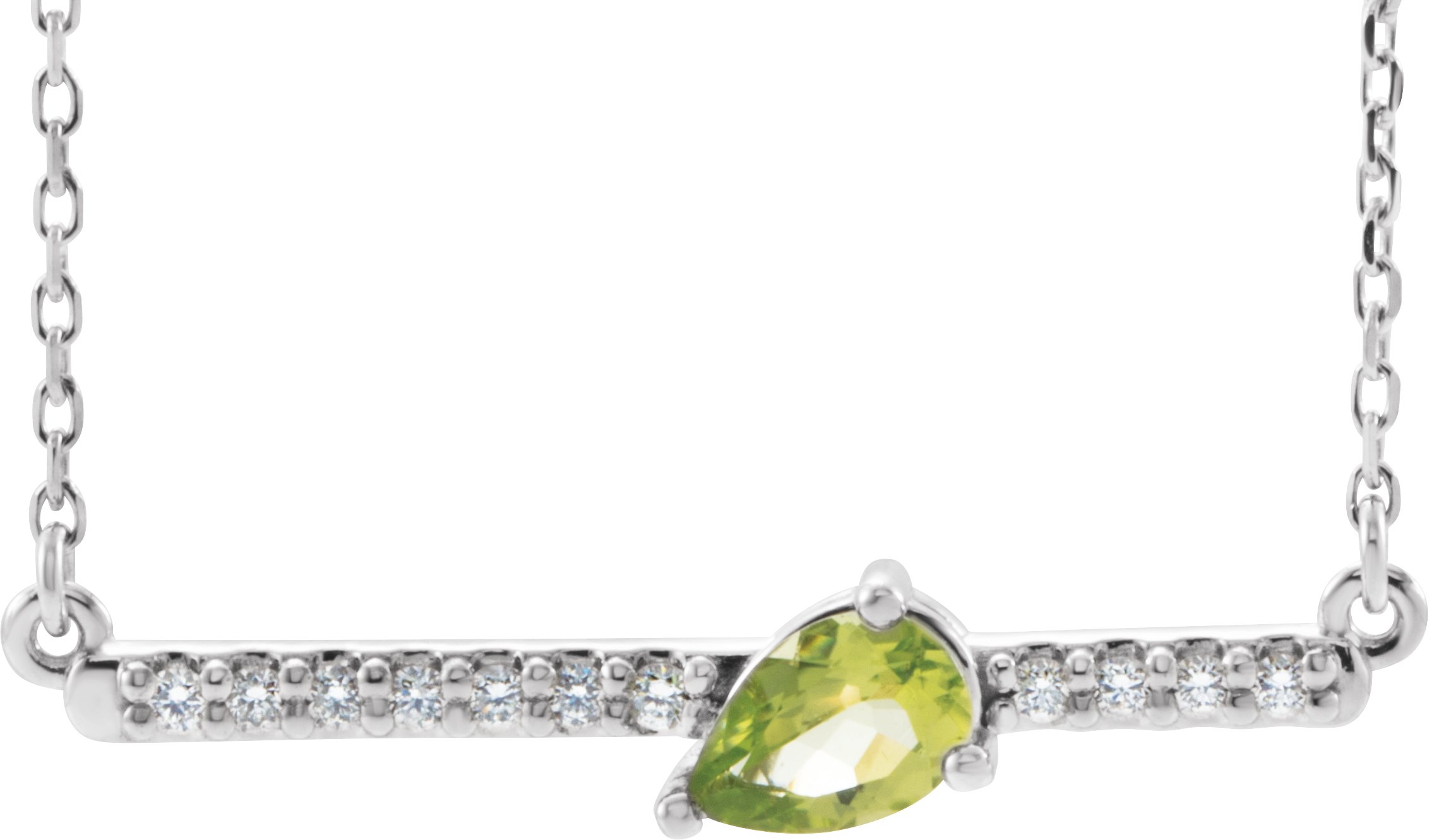 14K White Peridot & 1/10 CTW Diamond16"  Necklace            