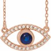 14K Rose Blue Sapphire and White Sapphire Evil Eye 16 inch Necklace Ref. 14352053