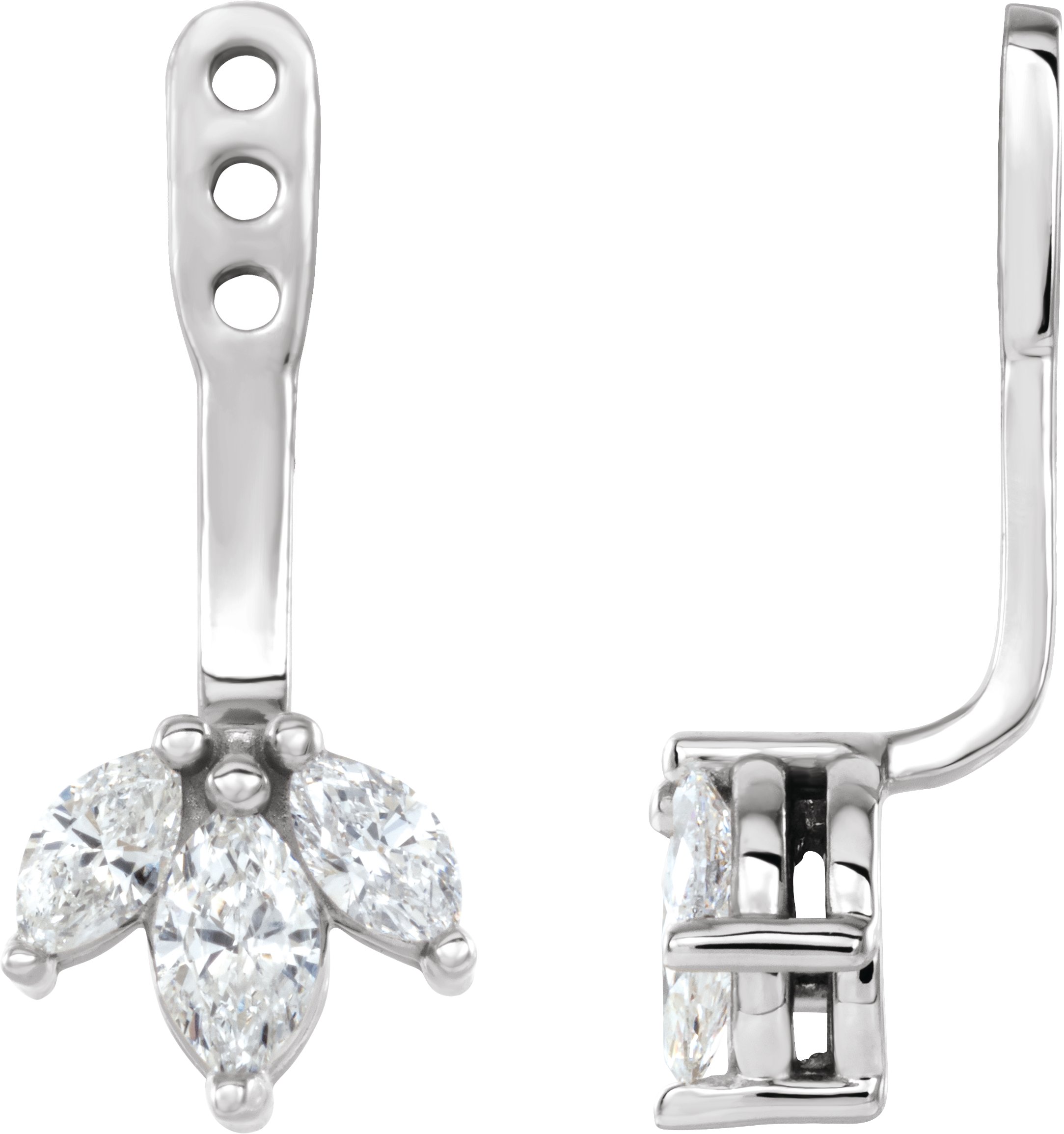 Platinum 1/4 CTW Natural Diamond Cluster Front-Back Earring Jackets 