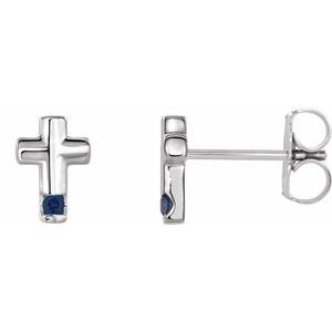 Sterling Silver Sapphire Cross Earrings     