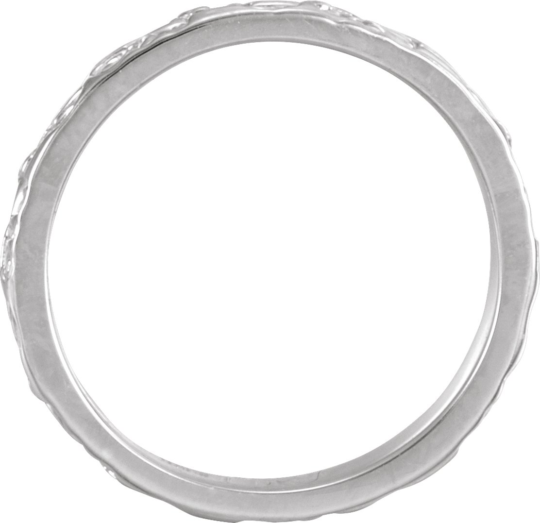 14K White 3 mm Floral Band