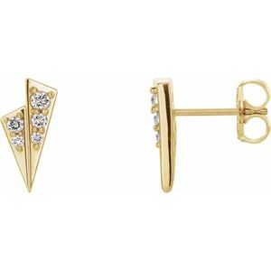 14K Yellow 1/6 CTW Natural Diamond Geometric Earrings 