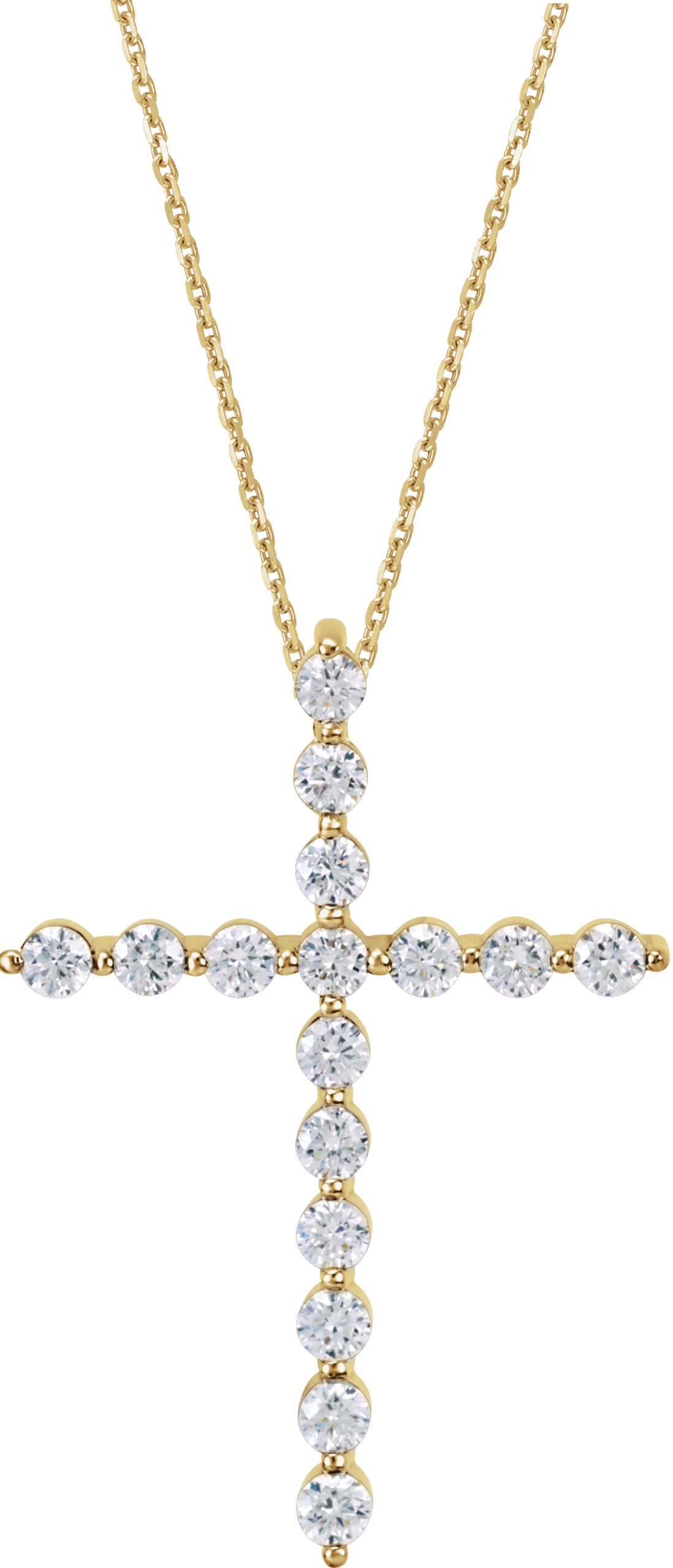 14K Yellow 1/4 CTW Diamond Cross 18 Necklace 