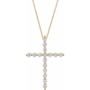 14K Yellow 5/8 CTW Diamond Cross 18" Necklace