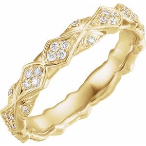 18K Yellow 1/3 CTW Diamond Sculptural-Inspired Eternity Band Size 5.5