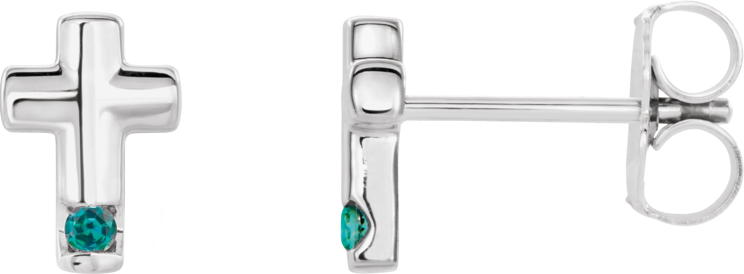 14K White Gold Natural Alexandrite Cross Earrings