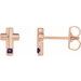 14K Rose Natural Amethyst Cross Earrings