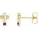 14K Yellow Natural Amethyst Cross Earrings