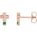 14K Rose Lab-Grown Emerald Cross Earrings