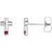 Platinum Natural Ruby Cross Earrings
