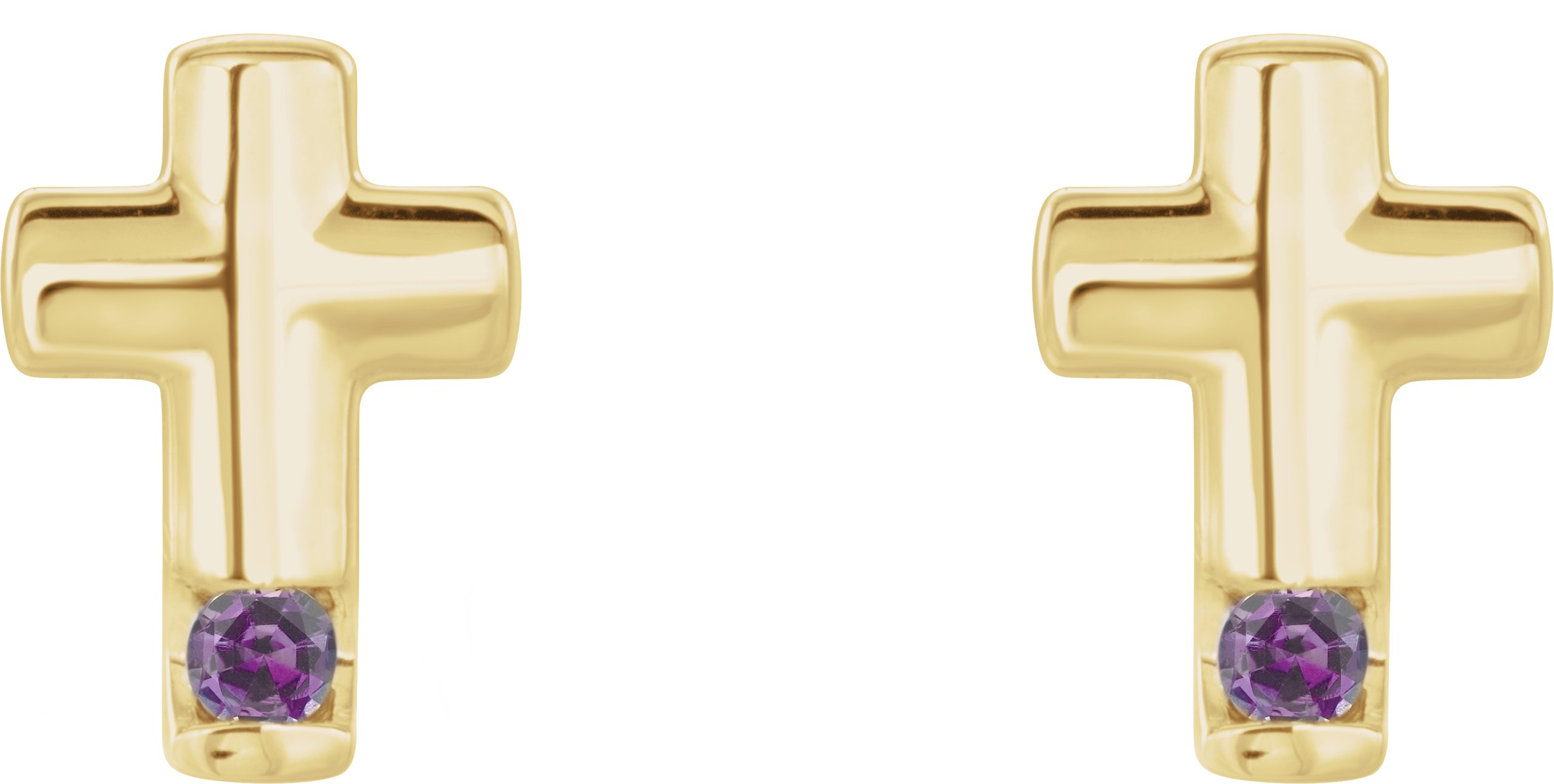 14K Yellow Natural Alexandrite Cross Earrings