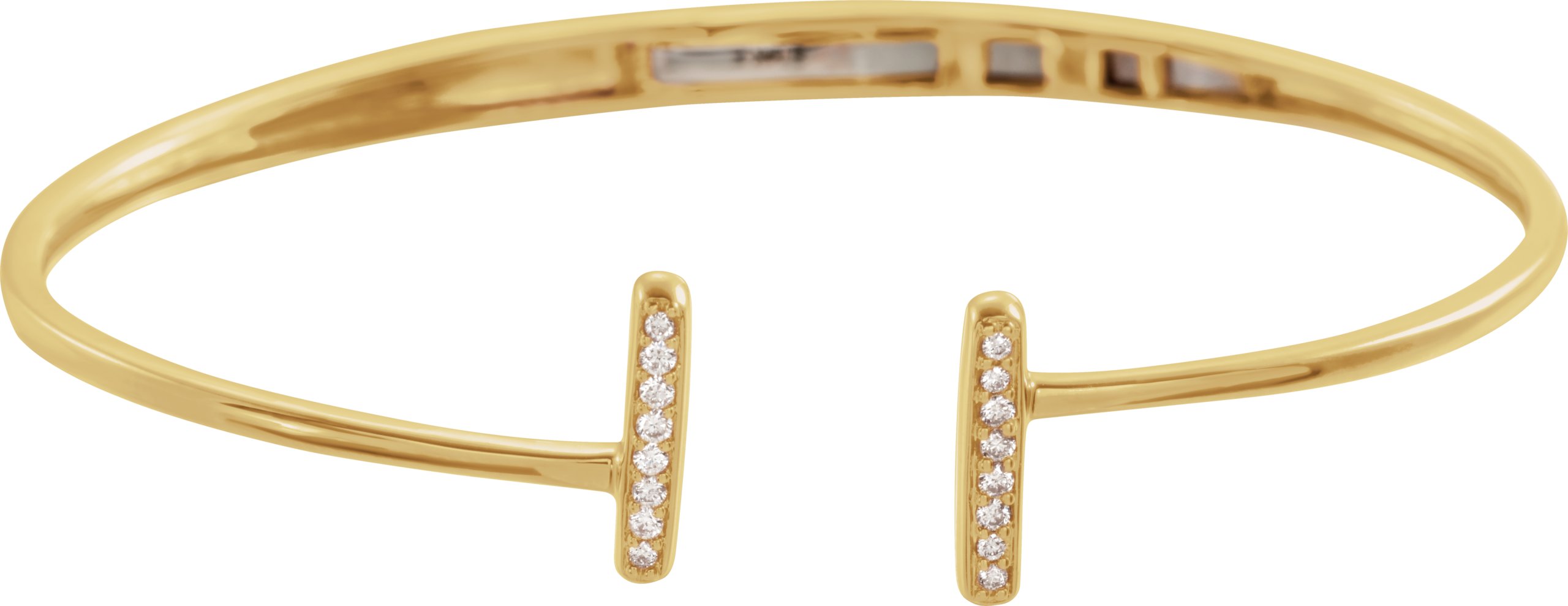 14K Yellow 1/6 CTW Diamond Bar Hinged Cuff Bracelet