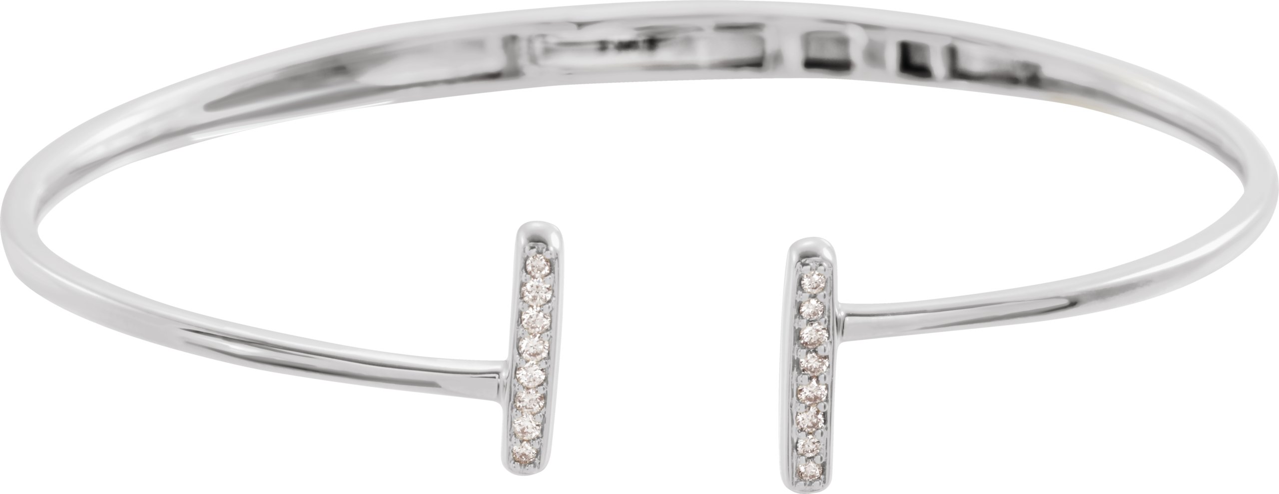 14K White 1/6 CTW Diamond Bar Hinged Cuff Bracelet