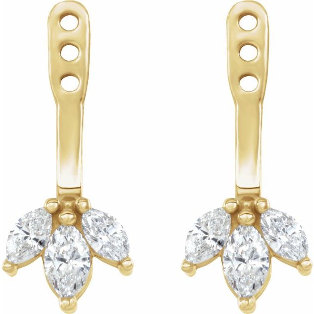 14K Yellow 1/4 CTW Natural Diamond Cluster Front-Back Earring Jackets 