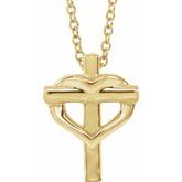 Youth Cross with Heart Necklace or Pendant   