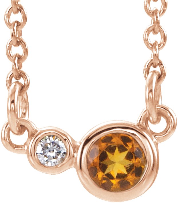 14K Rose Citrine & .06 CTW Diamond 18" Necklace                           