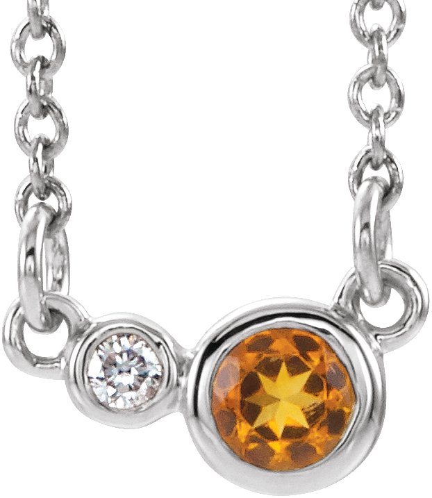 Sterling Silver Citrine & .02 CTW Diamond 18" Necklace      
